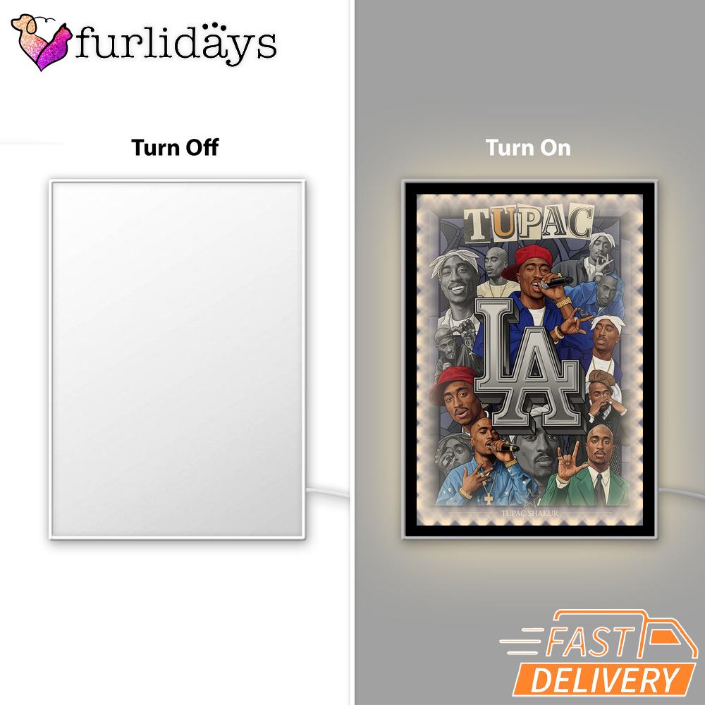 Tupac LA City Collage Mirror Night Light, Rapper Lamp Tupac LA City Collage Mirror Night Light, Rapper Lamp