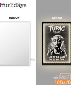 Tupac Live by the Gun Quote Mirror Night Light, Rapper Lamp