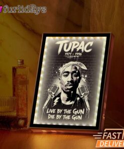 Tupac Live by the Gun Quote Mirror Night Light, Rapper Lamp