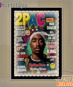 Tupac Magazine Cover Green Mirror Night Light, Rapper Lamp