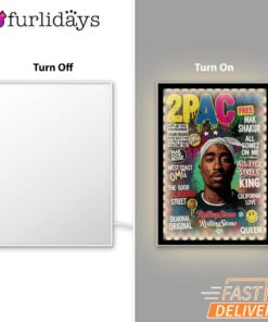Tupac Magazine Cover Green Mirror Night Light, Rapper Lamp