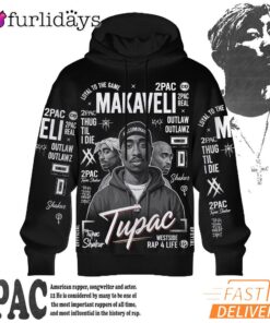 Tupac Makaveli Portrait 3D Hoodie, 90s Music Hoodie