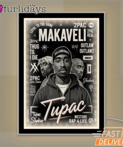 Tupac Makaveli Portrait Mirror Night Light, Rapper Lamp
