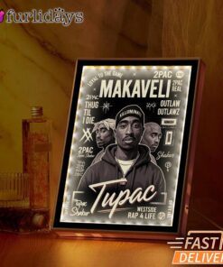 Tupac Makaveli Portrait Mirror Night Light, Rapper Lamp