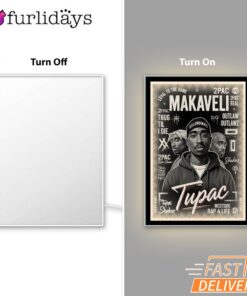 Tupac Makaveli Portrait Mirror Night Light, Rapper Lamp