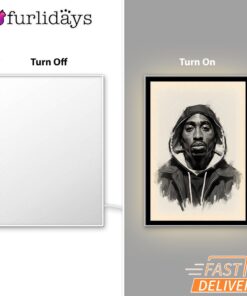 Tupac Mirror Night Light Black White, Rapper Lamp