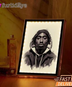 Tupac Mirror Night Light Black White, Rapper Lamp