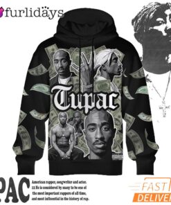 Tupac Montage Black White 3D Hoodie, 90s Music Hoodie