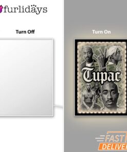 Tupac Montage Black White Mirror Night Light, Rapper Lamp