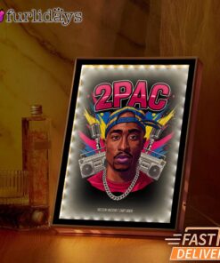 Tupac Neon Retro Boombox Mirror Night Light, Rapper Lamp