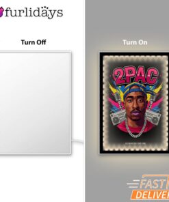 Tupac Neon Retro Boombox Mirror Night Light, Rapper Lamp