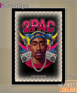 Tupac Neon Retro Boombox Mirror Night Light, Rapper Lamp