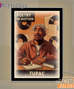 Tupac Poetry Motion Orange Mirror Night Light, Rapper Lamp