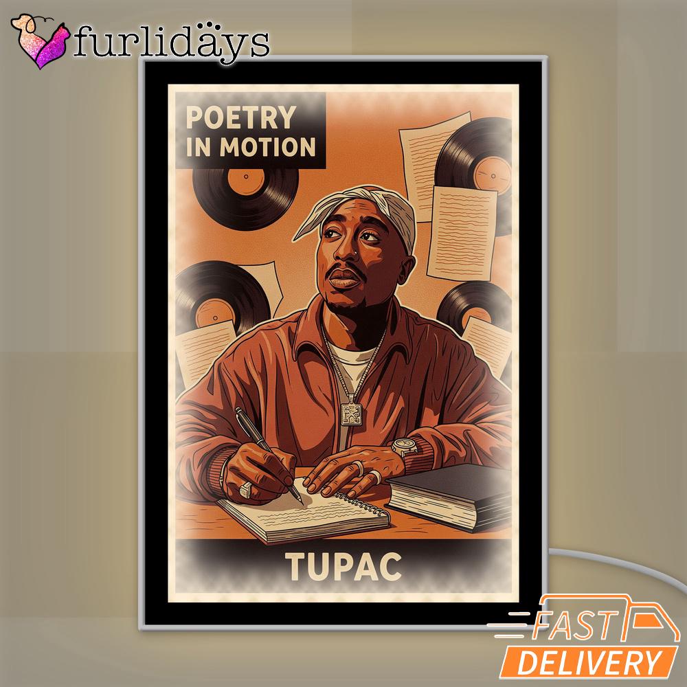 Tupac Poetry Motion Orange Mirror Night Light, Rapper Lamp Tupac Poetry Motion Orange Mirror Night Light, Rapper Lamp