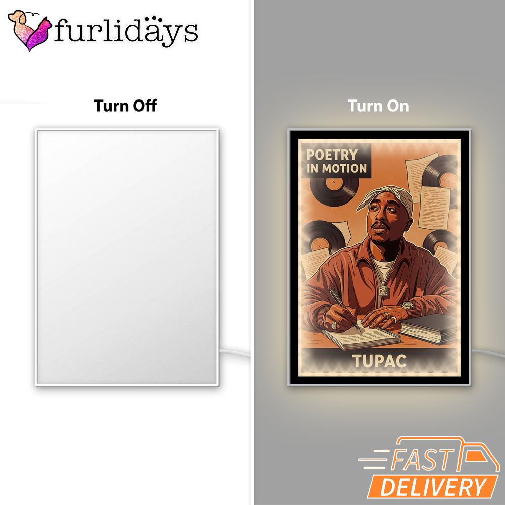 Tupac Poetry Motion Orange Mirror Night Light, Rapper Lamp Tupac Poetry Motion Orange Mirror Night Light, Rapper Lamp
