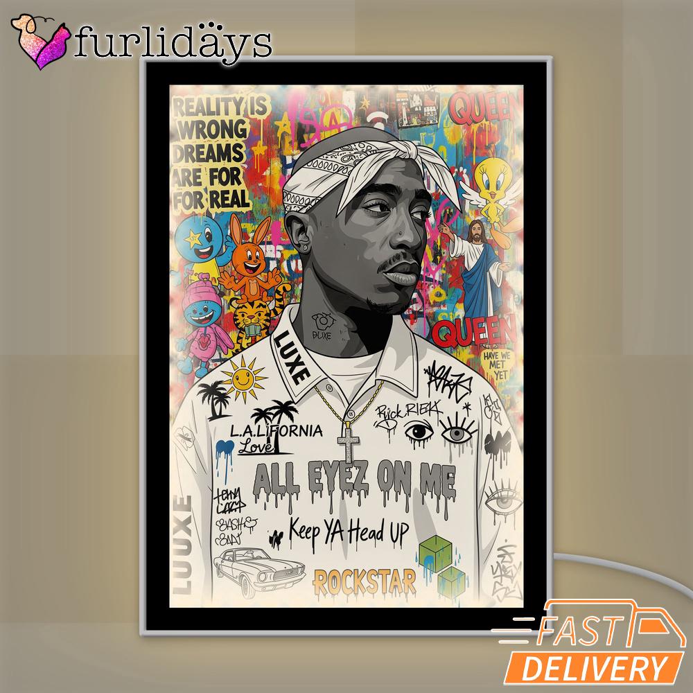 Tupac Real Vision Graffiti Mirror Night Light, Rapper Lamp Tupac Real Vision Graffiti Mirror Night Light, Rapper Lamp