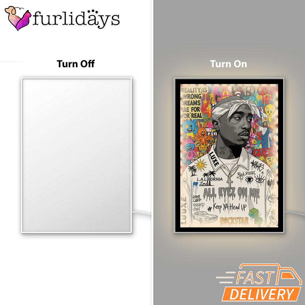 Tupac Real Vision Graffiti Mirror Night Light, Rapper Lamp Tupac Real Vision Graffiti Mirror Night Light, Rapper Lamp