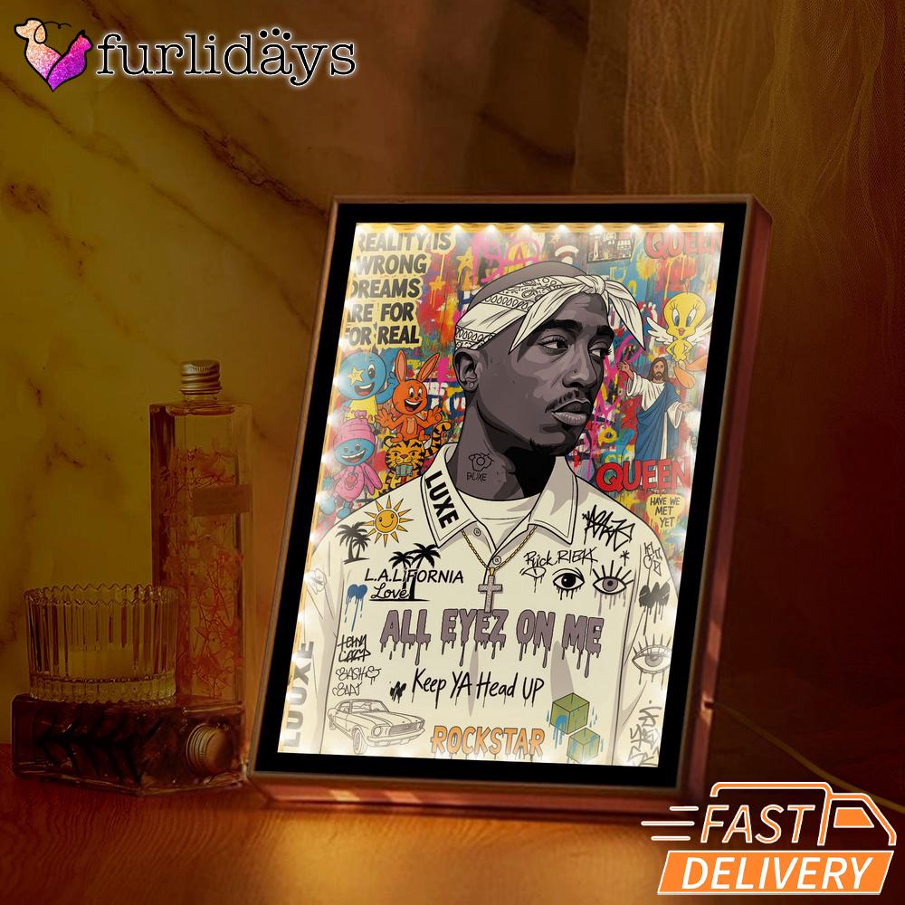 Tupac Real Vision Graffiti Mirror Night Light, Rapper Lamp Tupac Real Vision Graffiti Mirror Night Light, Rapper Lamp