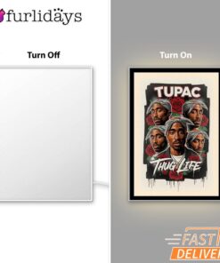 Tupac Roses Thug Life Mirror Night Light, Rapper Lamp