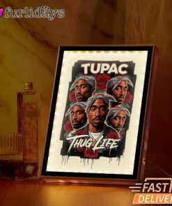 Tupac Roses Thug Life Mirror Night Light, Rapper Lamp
