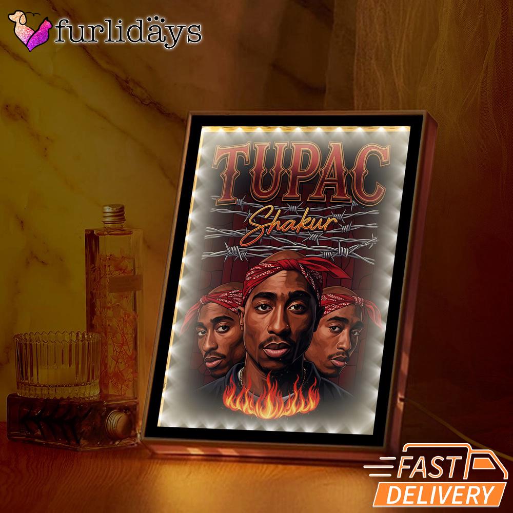 Tupac Shakur Group Portrait Mirror Night Light, Rapper Lamp Tupac Shakur Group Portrait Mirror Night Light, Rapper Lamp