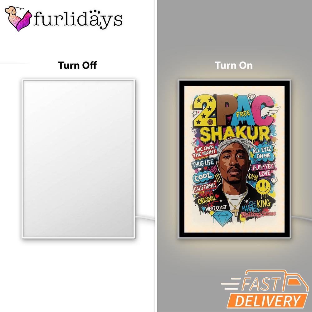 Tupac Shakur King Graffiti Mirror Night Light, Rapper Lamp Tupac Shakur King Graffiti Mirror Night Light, Rapper Lamp