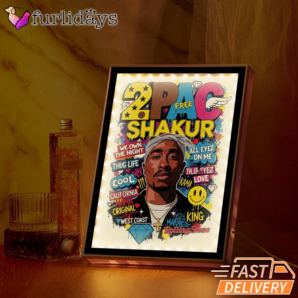 Tupac Shakur King Graffiti Mirror Night Light, Rapper Lamp Tupac Shakur King Graffiti Mirror Night Light, Rapper Lamp