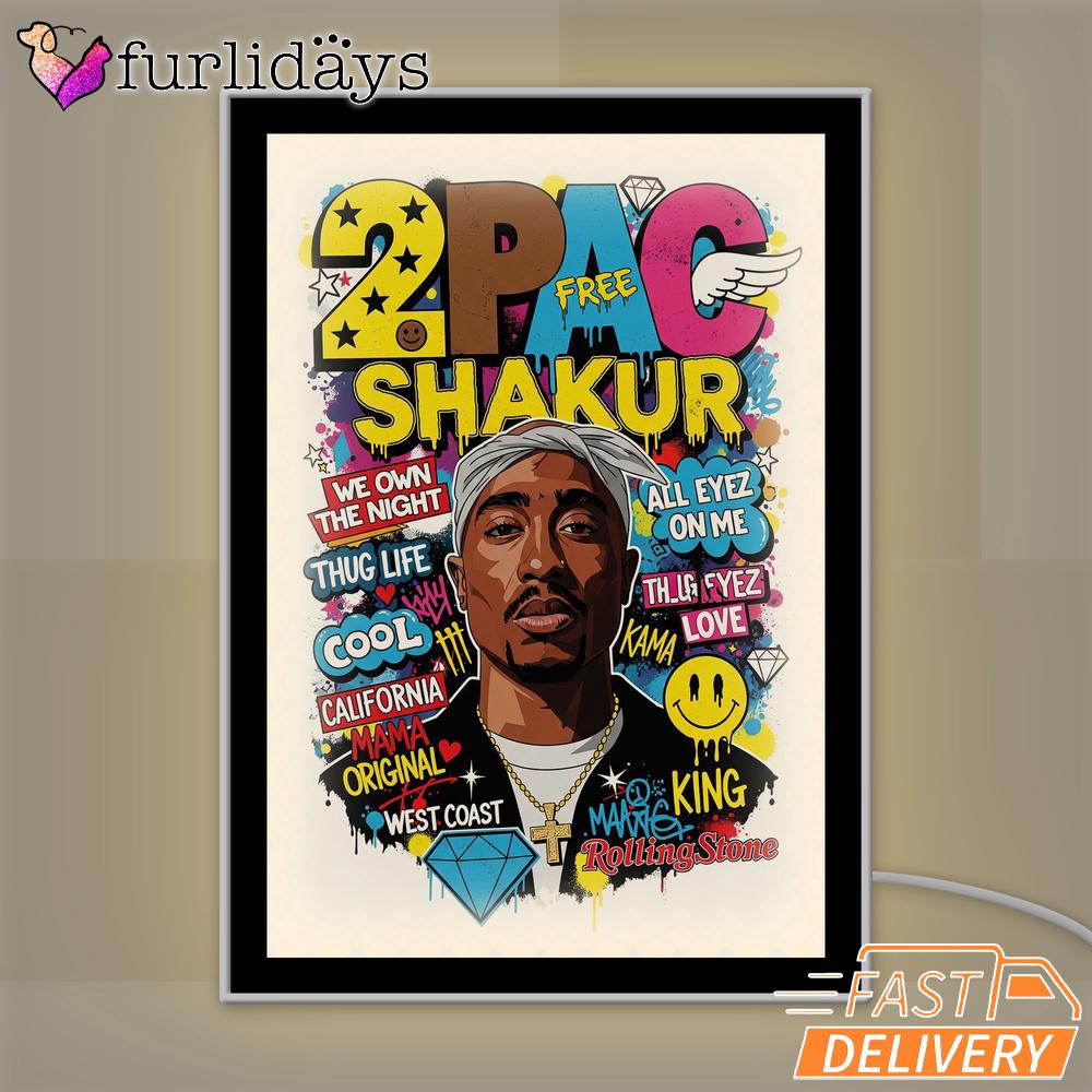 Tupac Shakur King Graffiti Mirror Night Light, Rapper Lamp Tupac Shakur King Graffiti Mirror Night Light, Rapper Lamp
