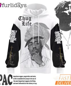Tupac Thug Life Bandana 3D Hoodie, 90s Music Hoodie
