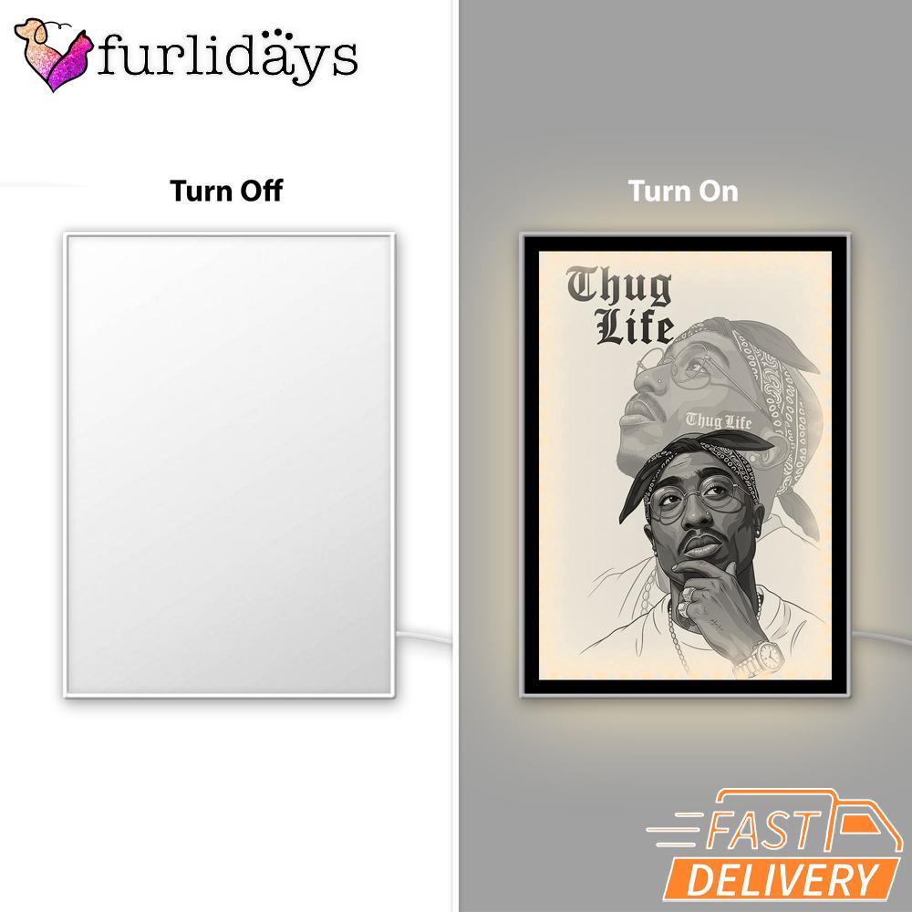 Tupac Thug Life Bandana Mirror Night Light, Rapper Lamp Tupac Thug Life Bandana Mirror Night Light, Rapper Lamp