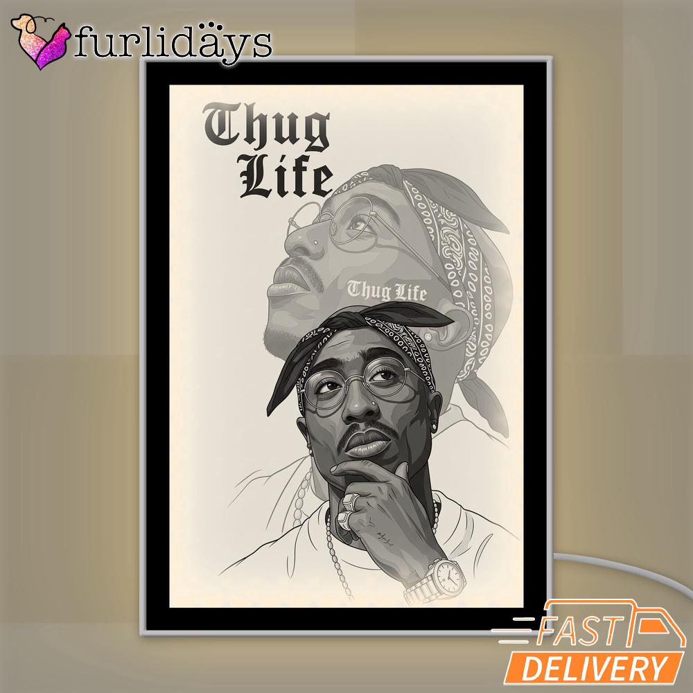 Tupac Thug Life Bandana Mirror Night Light, Rapper Lamp Tupac Thug Life Bandana Mirror Night Light, Rapper Lamp