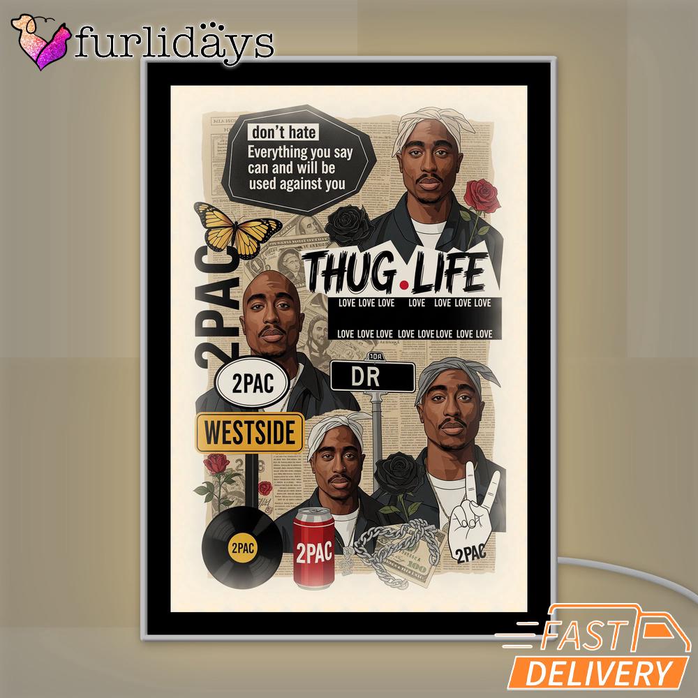 Tupac Thug Life Collage Mirror Night Light Tupac Thug Life Collage Mirror Night Light