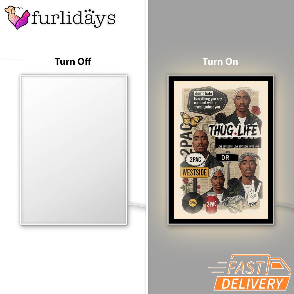 Tupac Thug Life Collage Mirror Night Light Tupac Thug Life Collage Mirror Night Light