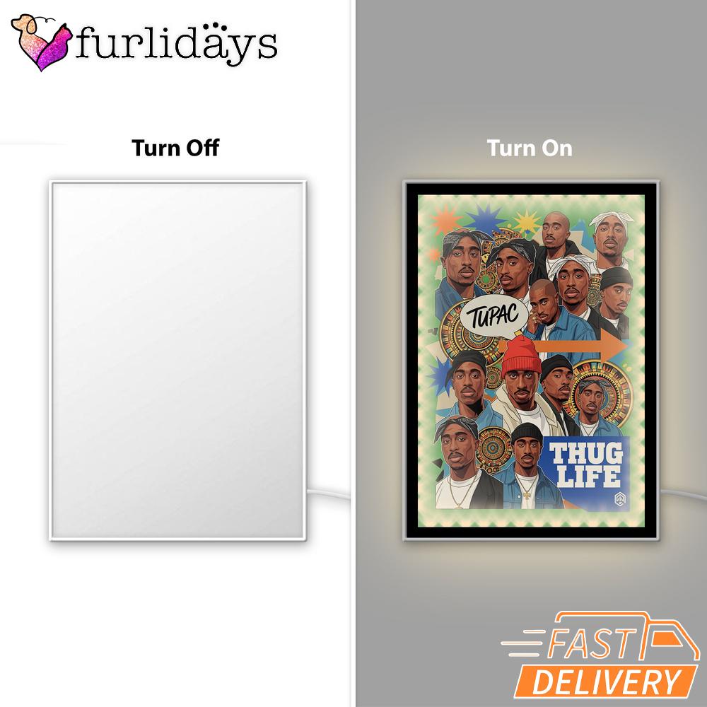 Tupac Thug Life Crew Graphic Mirror Night Light, Rapper Lamp Tupac Thug Life Crew Graphic Mirror Night Light, Rapper Lamp