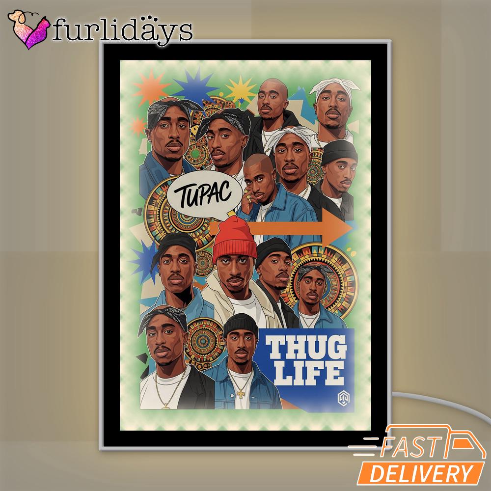 Tupac Thug Life Crew Graphic Mirror Night Light, Rapper Lamp Tupac Thug Life Crew Graphic Mirror Night Light, Rapper Lamp
