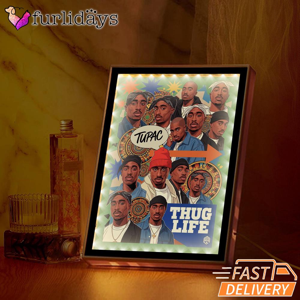 Tupac Thug Life Crew Graphic Mirror Night Light, Rapper Lamp Tupac Thug Life Crew Graphic Mirror Night Light, Rapper Lamp