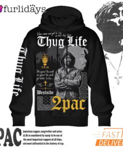 Tupac Thug Life Cross 3D Hoodie, 90s Music Hoodie