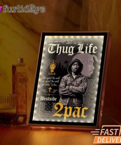 Tupac Thug Life Cross Mirror Night Light, Rapper Lamp