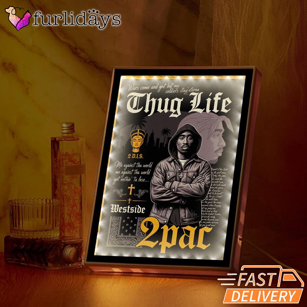 Tupac Thug Life Cross Mirror Night Light, Rapper Lamp Tupac Thug Life Cross Mirror Night Light, Rapper Lamp