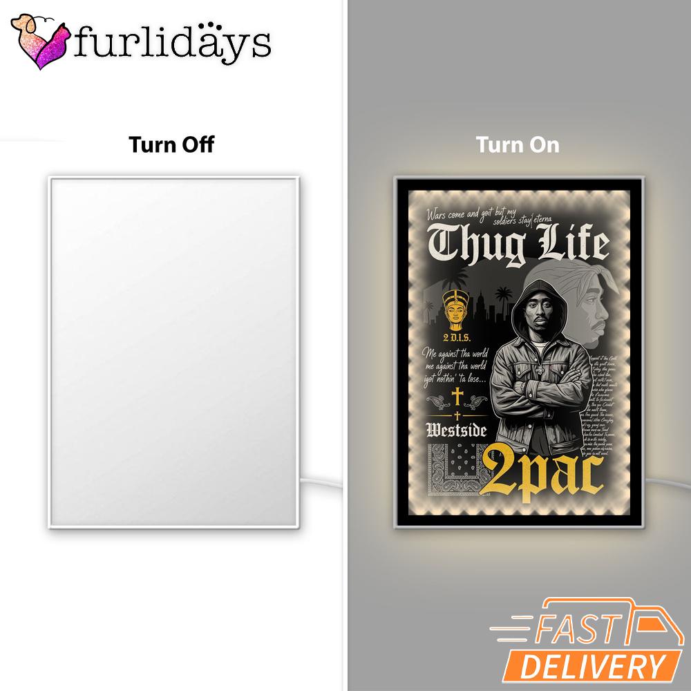 Tupac Thug Life Cross Mirror Night Light, Rapper Lamp Tupac Thug Life Cross Mirror Night Light, Rapper Lamp