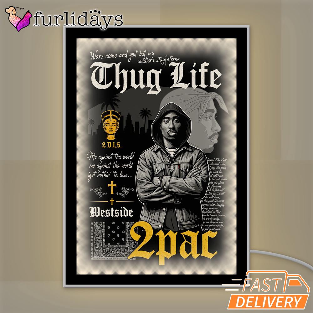 Tupac Thug Life Cross Mirror Night Light, Rapper Lamp Tupac Thug Life Cross Mirror Night Light, Rapper Lamp
