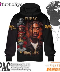 Tupac Thug Life Legendary Rap 3D Hoodie, 90s Music Hoodie