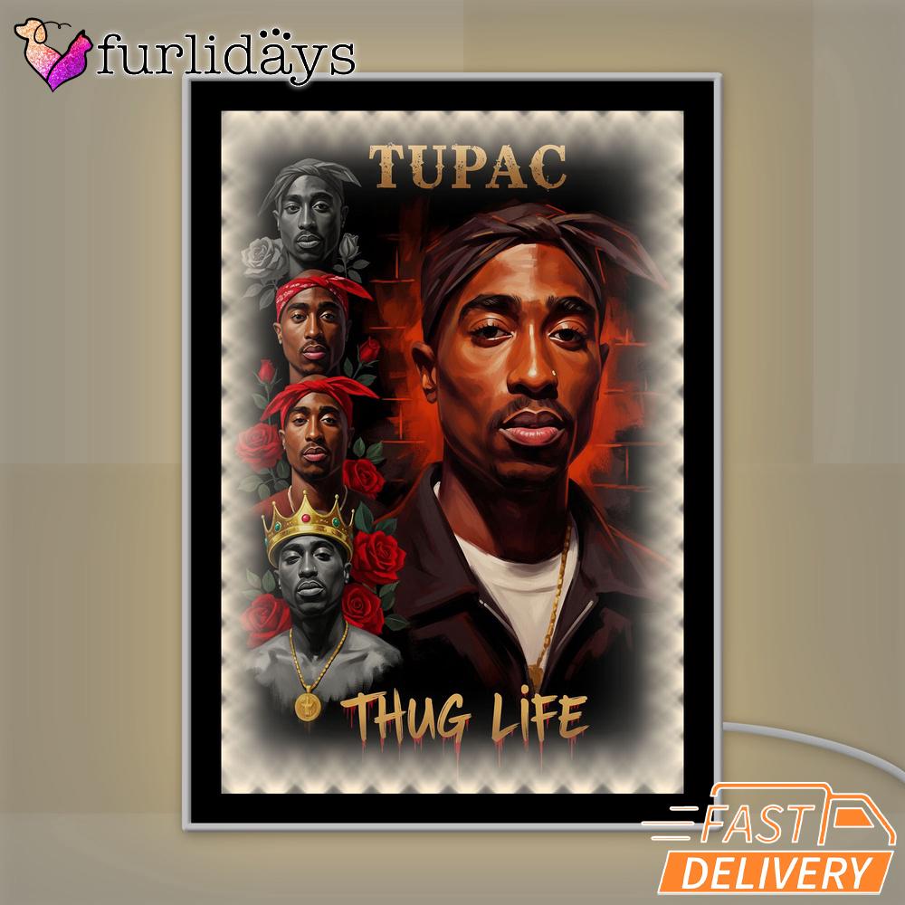 Tupac Thug Life Legendary Rap Mirror Night Light, Rapper Lamp Tupac Thug Life Legendary Rap Mirror Night Light, Rapper Lamp