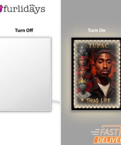 Tupac Thug Life Legendary Rap Mirror Night Light, Rapper Lamp