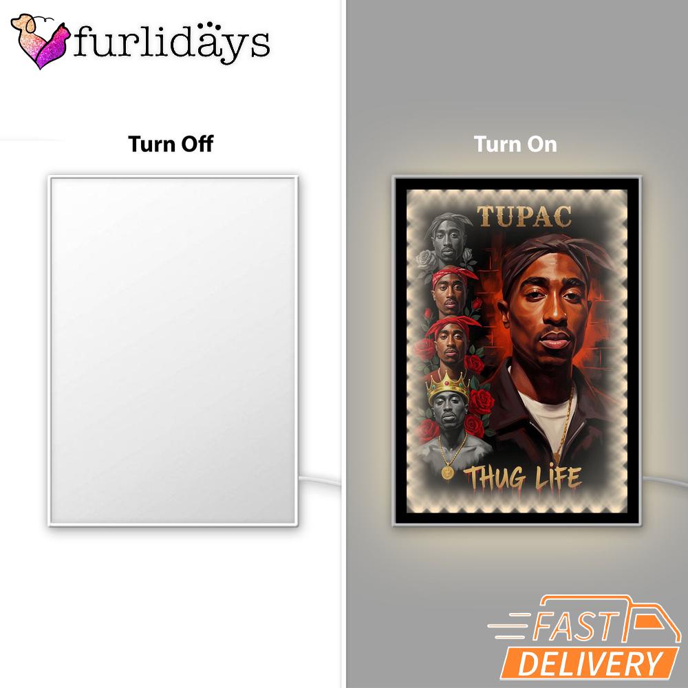 Tupac Thug Life Legendary Rap Mirror Night Light, Rapper Lamp Tupac Thug Life Legendary Rap Mirror Night Light, Rapper Lamp