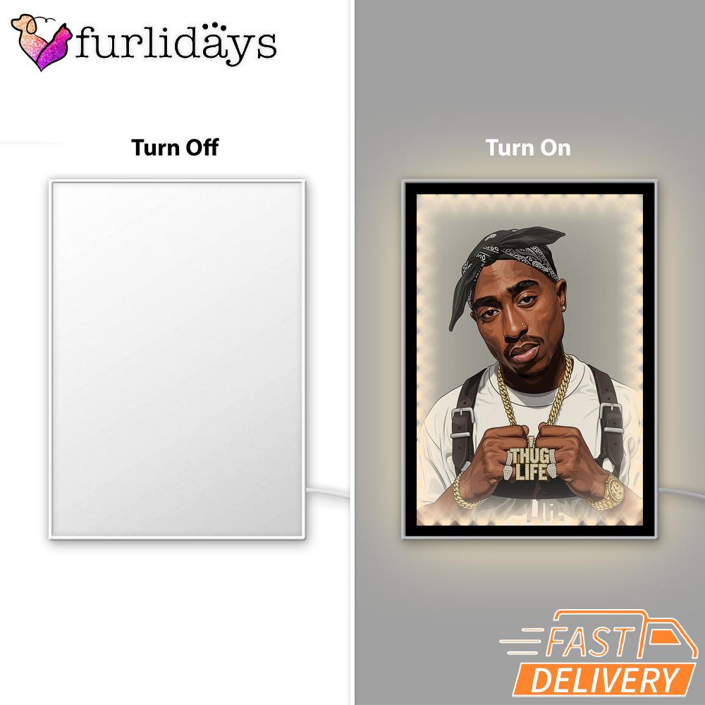 Tupac Thug Life Mirror Night Light, Rapper Lamp Tupac Thug Life Mirror Night Light, Rapper Lamp
