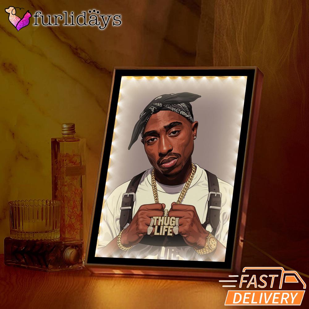 Tupac Thug Life Mirror Night Light, Rapper Lamp Tupac Thug Life Mirror Night Light, Rapper Lamp