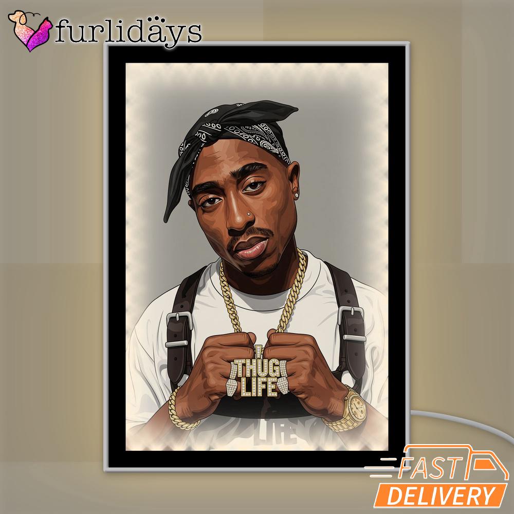 Tupac Thug Life Mirror Night Light, Rapper Lamp Tupac Thug Life Mirror Night Light, Rapper Lamp