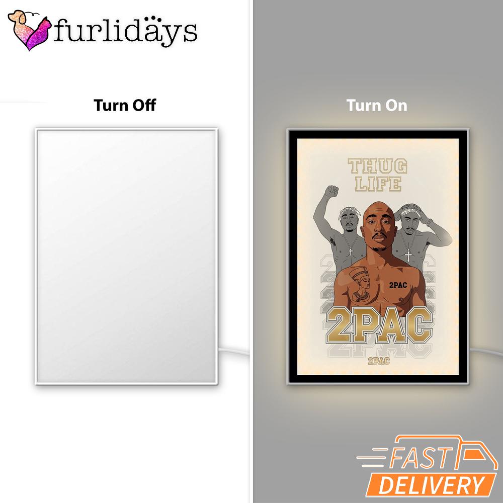 Tupac Thug Life Outlaw Mirror Night Light, Rapper Lamp Tupac Thug Life Outlaw Mirror Night Light, Rapper Lamp