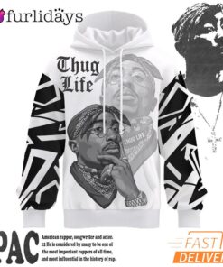 Tupac Thug Life Shadow 3D Hoodie, 90s Music Hoodie
